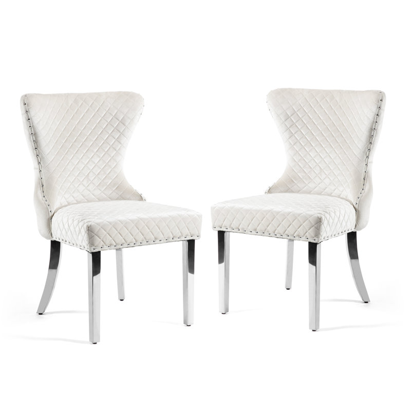 Chaises d'appoint rembourrées Monroe, Blanc, Chrome