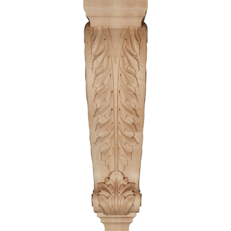 Large Unfinished Rubberwood Hand-Carved Acanthus Corbel