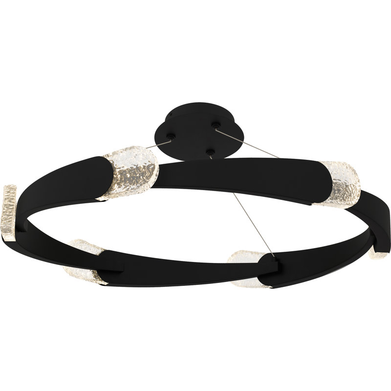 Saffron Integrated LED Matte Black Semi-Flush Mount, 37 W, 9.5" H x 34" W x 34" D