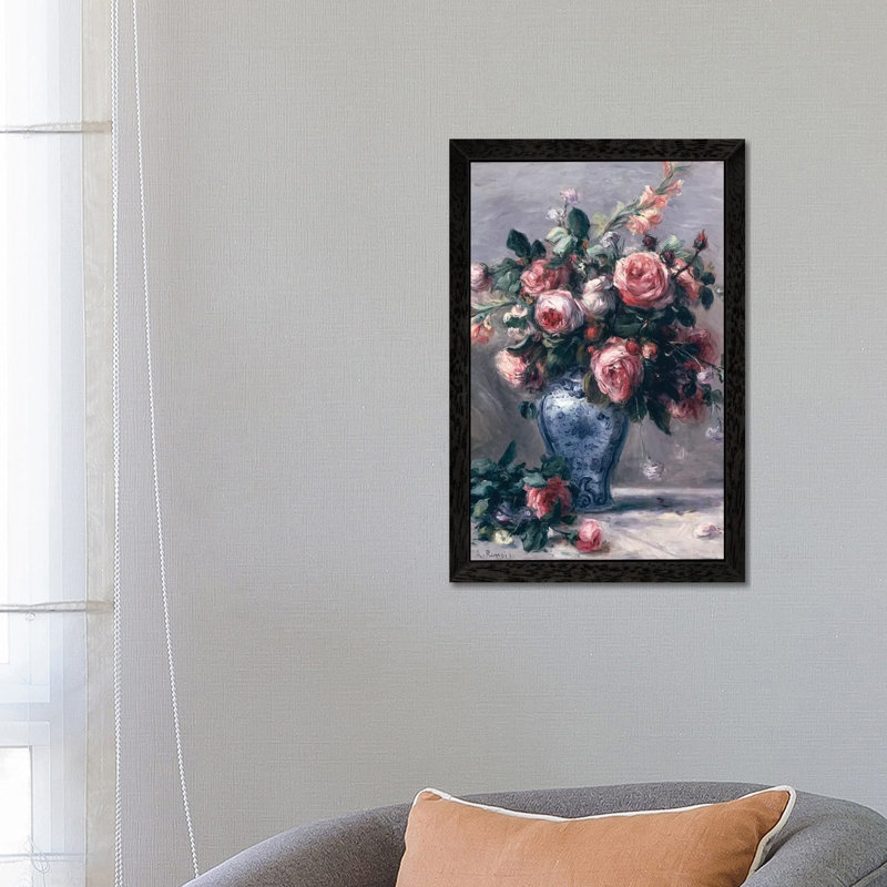 Vase Of Roses by Pierre-Auguste Renoir - Gallery-Wrapped Canvas Giclee on Canvas, 101.6 cm H x 66.04 cm W, Black Framed