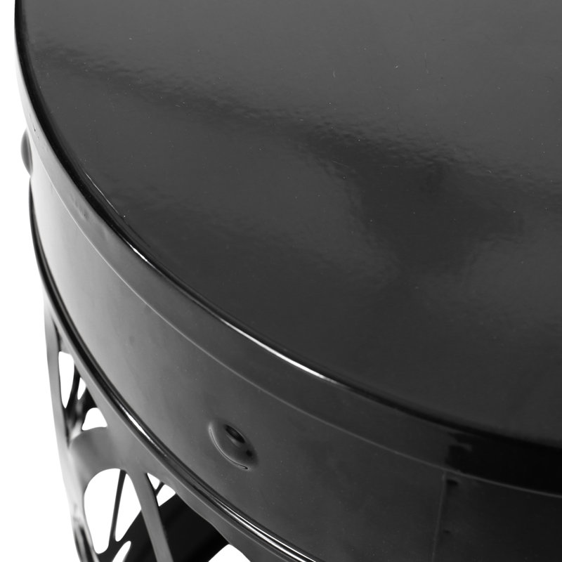 Outdoor Metal End Tables - Of 2 With Chic Iron Cut Design, Powder-Coated Frame, No Assembly, Black Design Table Modern Side For Garden