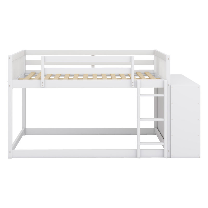 Lit superposé avec tiroirs et tablettes, Blanc