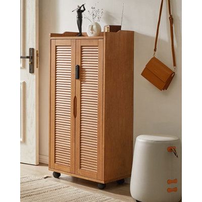 Store ventilé, verrou d'empreintes digitales, armoire à chaussures en bois massif