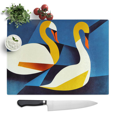 Abstract Swans Vol.1  Glass Chopping Board