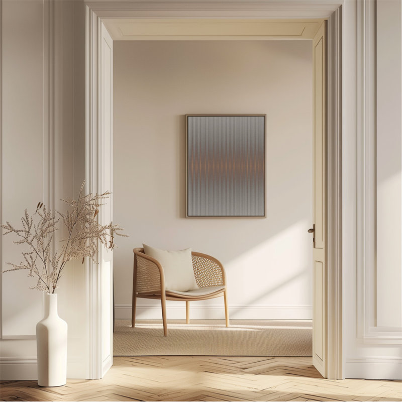 Euphoria gris et orange - une abstraction raffinée de puissance et de texture géométriques, H 20 po x l 20 po, Noir