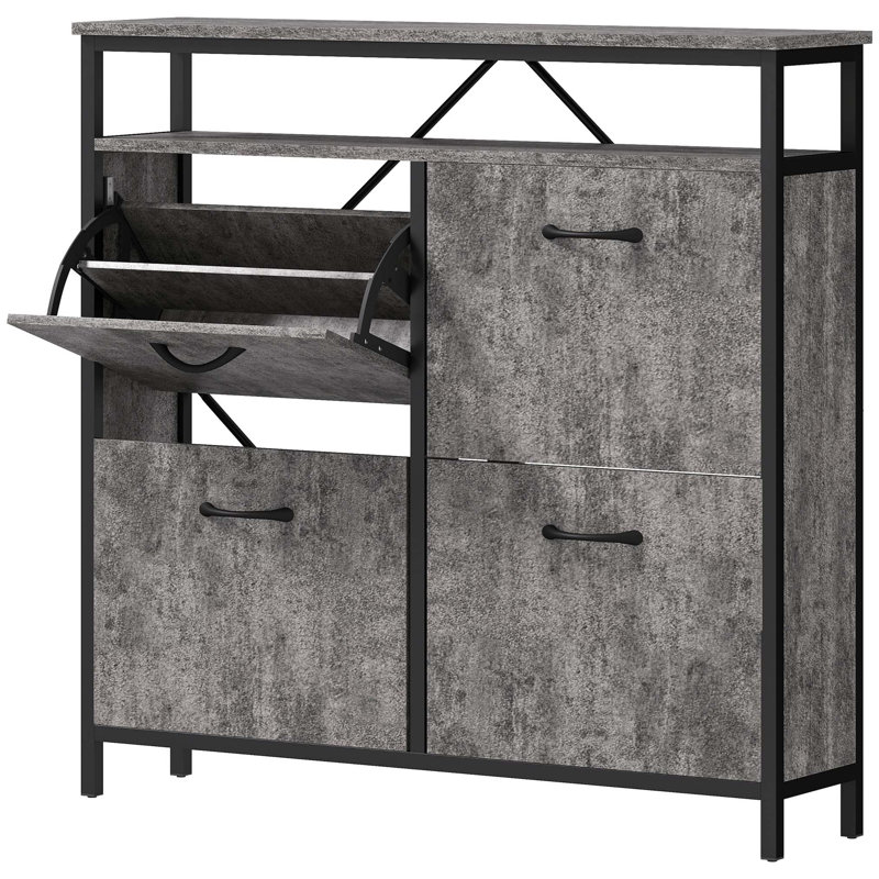 20 Pair Flip Down Shoe Storage, Grey
