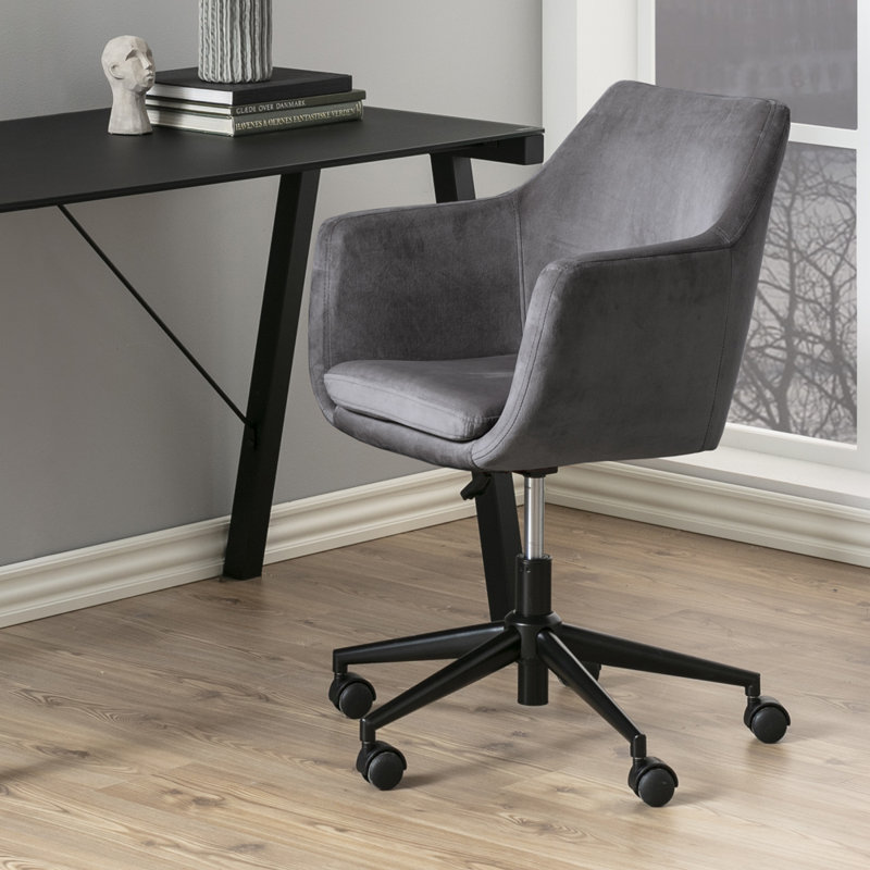 Ritenour Velvet Office Chair, Dark Grey