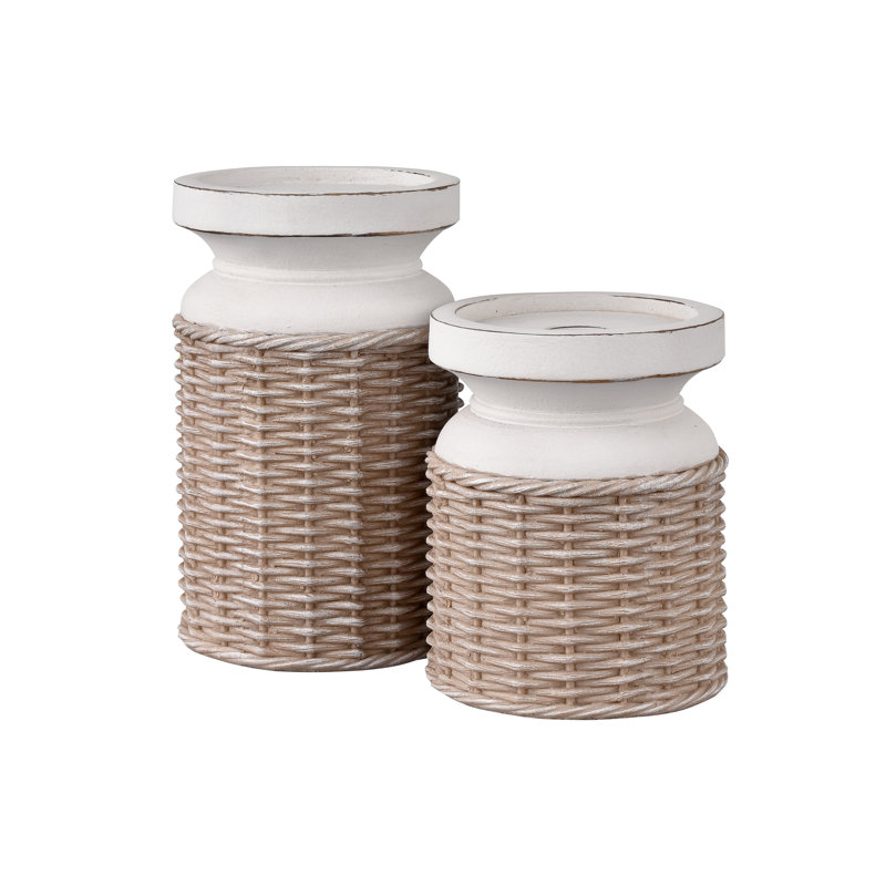 Ensemble de 2 bougeoirs Norris - beige