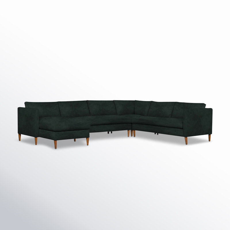 Clifford 4-Piece Upholstered Custom Sectional, Left Hand Facing, Bella Hunter Performance Velvet
