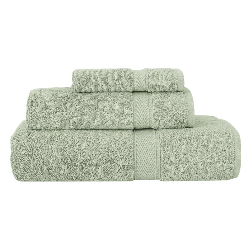 Ensemble de serviettes en coton turc 3 pièces Sinemis, Vert
