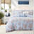 Blue Floral Bedding Sets, Queen Microfiber Comforter, Ruffled Farmhouse
