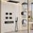bojet Thermostatic Shower System with Digital Temperature Display 4-Function Push-Button Rain Shower Combo with Body Jet Wall Mounted Bathroom Faucet Set