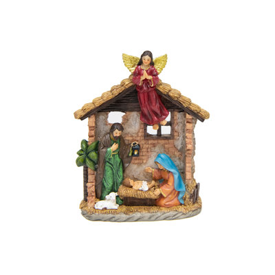 Polyresin Holy Family with Angel