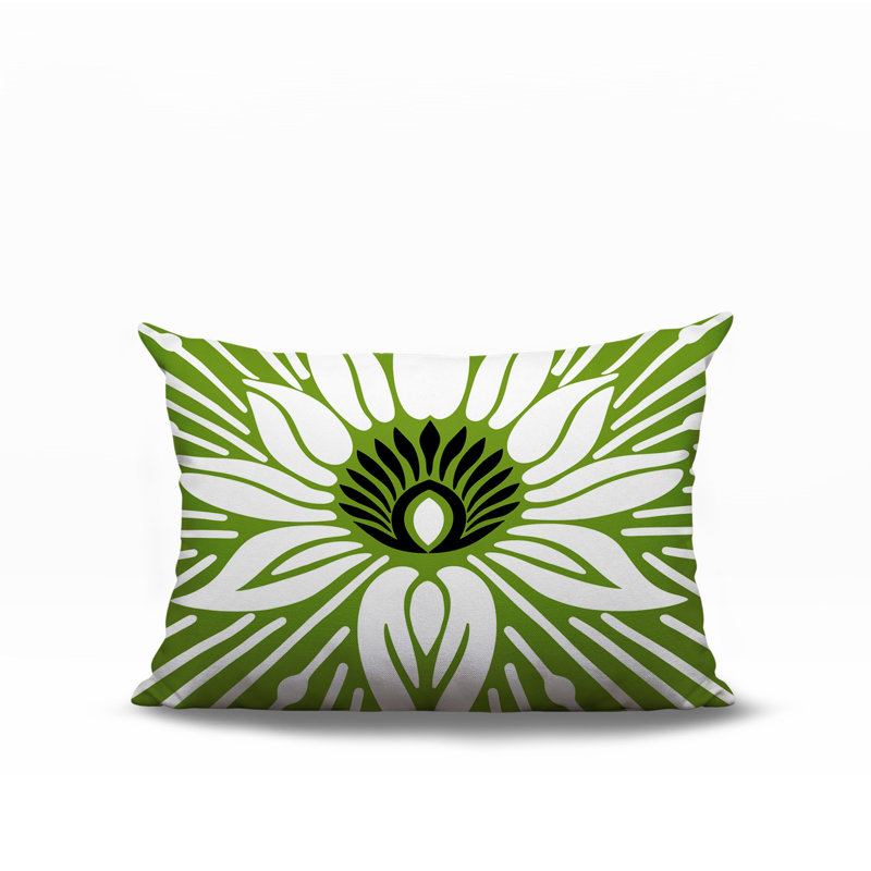 Oreiller rectangulaire réversible intérieur / extérieur Carla, Chartreuse, Rectangle H 18 po x l 25 po