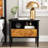 Cartlin Mid-Century Solid Wood Nightstand with Chevron Front & Open Shelf - Acacia, Mystic Finish-100016606