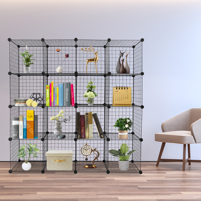 16-cube Organizer Cube Storage Storage Shelves Wire Cube Storage Origami Shelves Metal Grid Multifunction Shelving Unit Modular Cubbies Organizer Bookcase