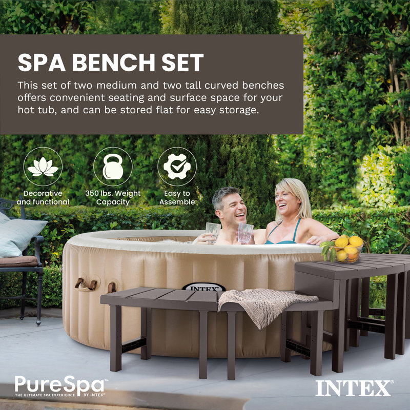 Intex 28515E 2 Medium PureSpa Accessories Benches, Compatible w/ 4 Person Spas
