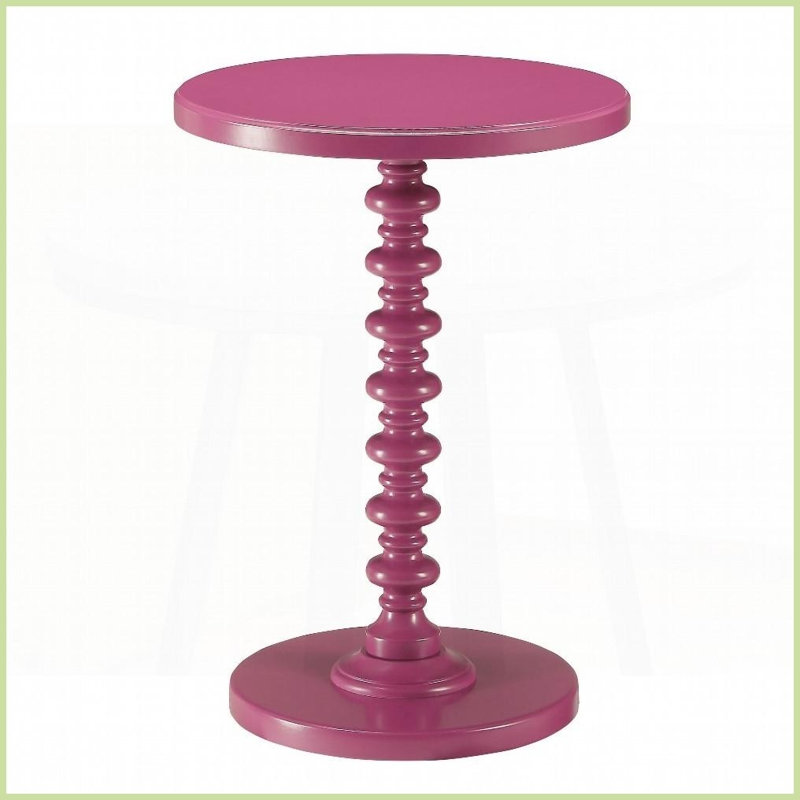Table basse ronde mauve avec piédestal artisanal - Pièce décorative polyvalente pour le salon et amp; Chambre à coucher