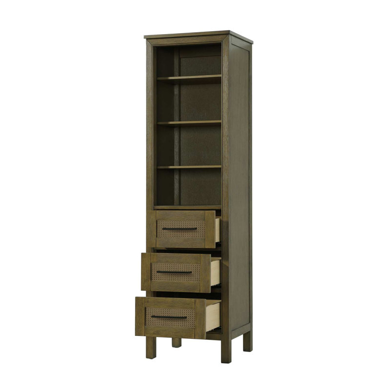 20 Inch Open Shelving Bath Storage Cabinet in Hazel Oak, 72" H x 20" W x 72" D, Hazel Oak