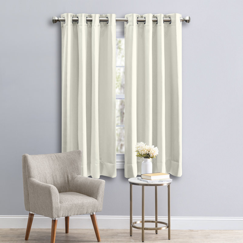 Ardelle Blackout Single Curtain Panel, 56" W x 45" L, Ivory with Brushed Nickel Grommets