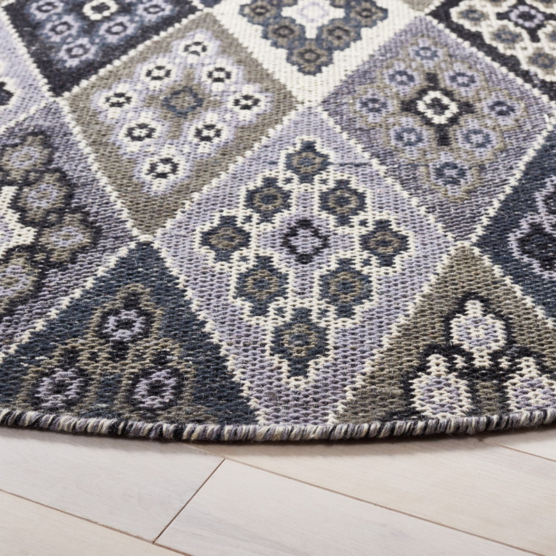 Alsa Flat Weave Wool Geometric Rug, Round 6'