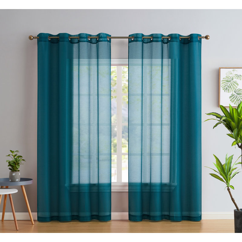 Carmille Semi-Sheer Grommet Curtain Panels, 54" W x 84" L, Blue