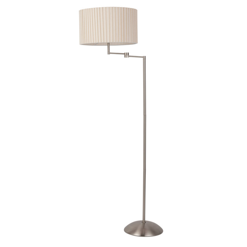 155cm Satin Silver Swing Arm Floor Lamp