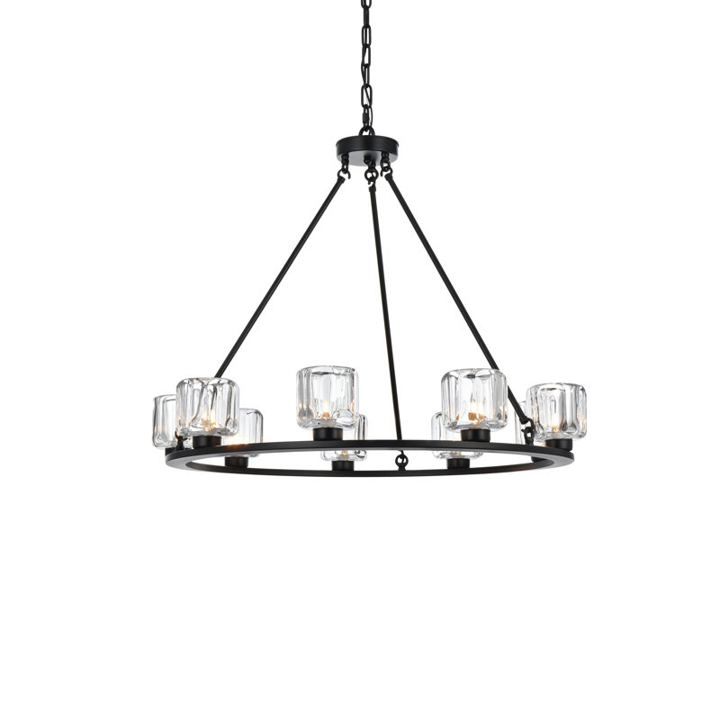 Enrique 32 inch Chandelier , 27"H x 32" W x 32" D, Black