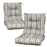 2 Piece 4" Thick Chair Cushion Indoor and Outdoor Seat / Back Cushions with Straps
