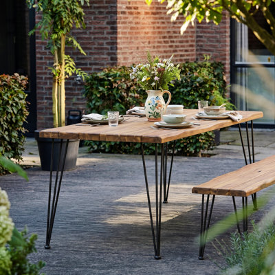 Vikesha Rectangular Solid Wood Outdoor Dining Table , 72 " W 36 " D