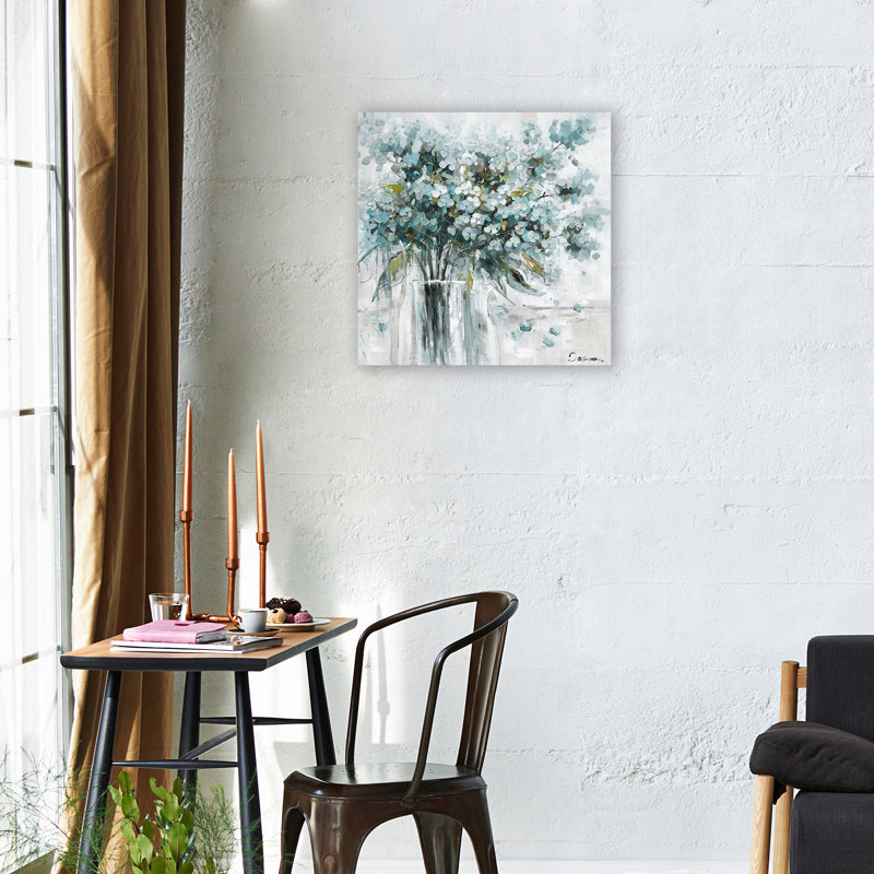 Fleurs abstraites - peinture sur toile tendue, H 20 po x l 20 po x P 2 po