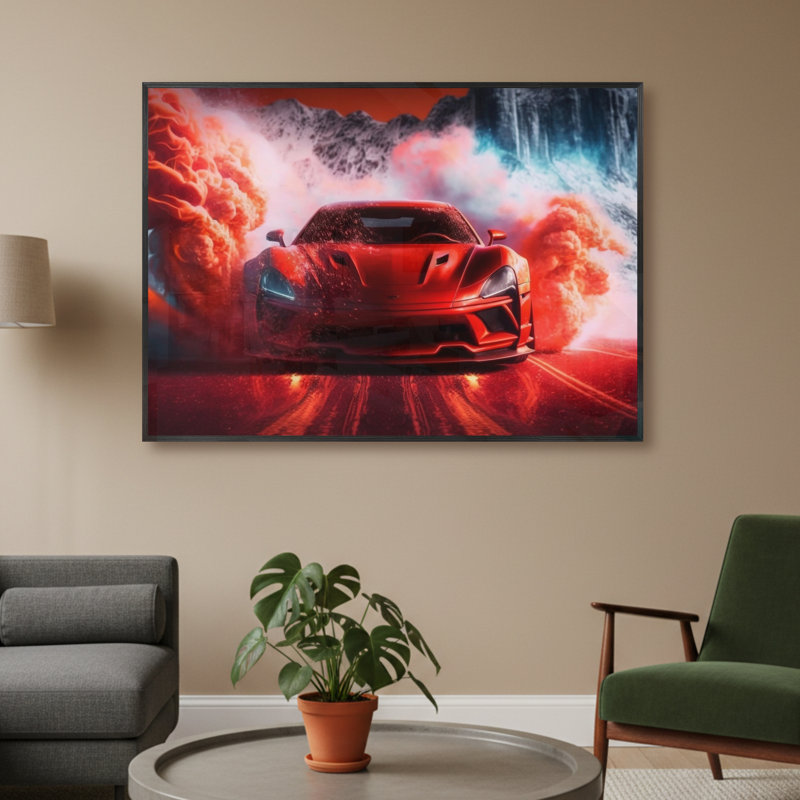 Single Picture Frame LED Illuminated Wall Art Wall Art on Glass / Aluminium, 50 cm H x 60 cm W