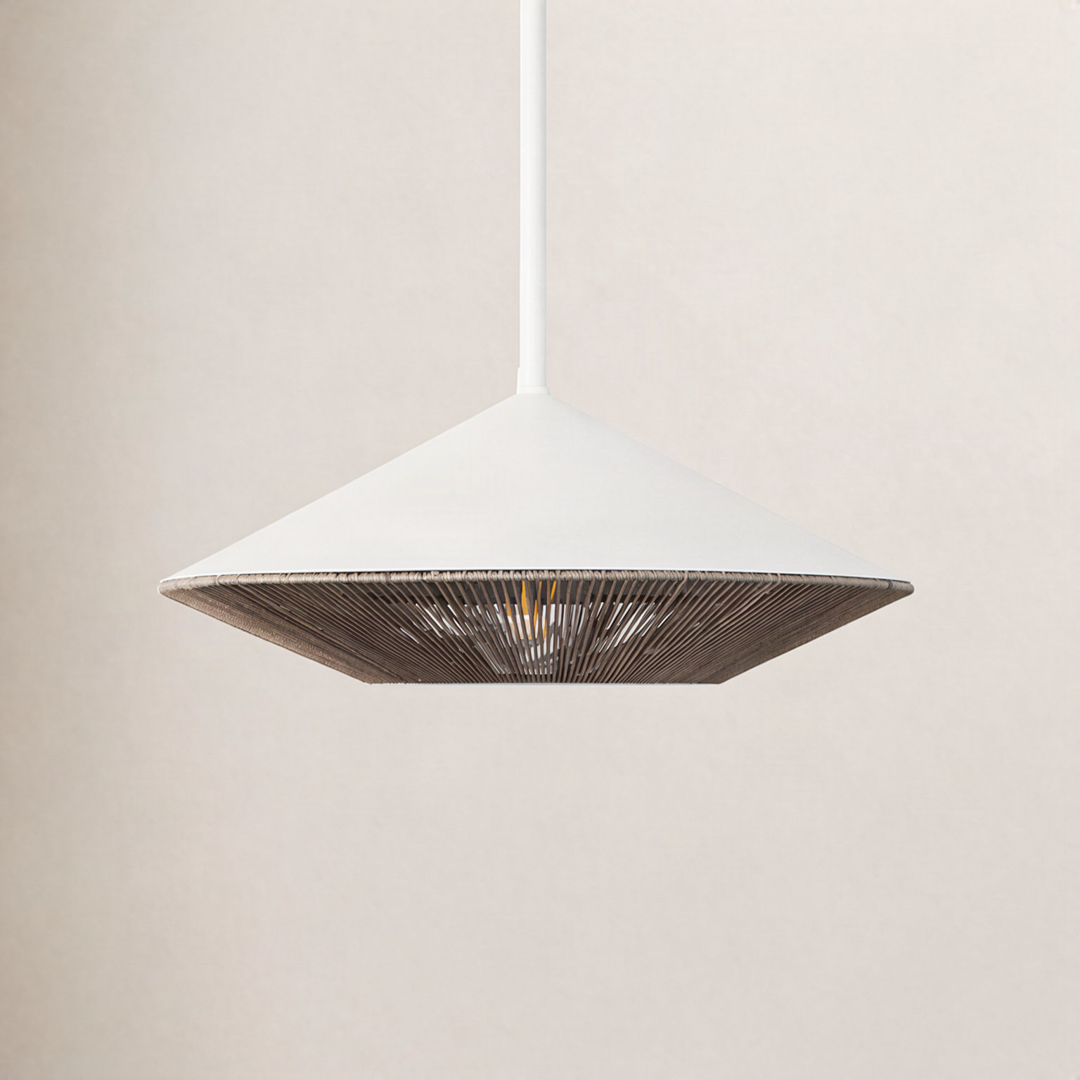 Keaz Single Light Steel Pendant, White