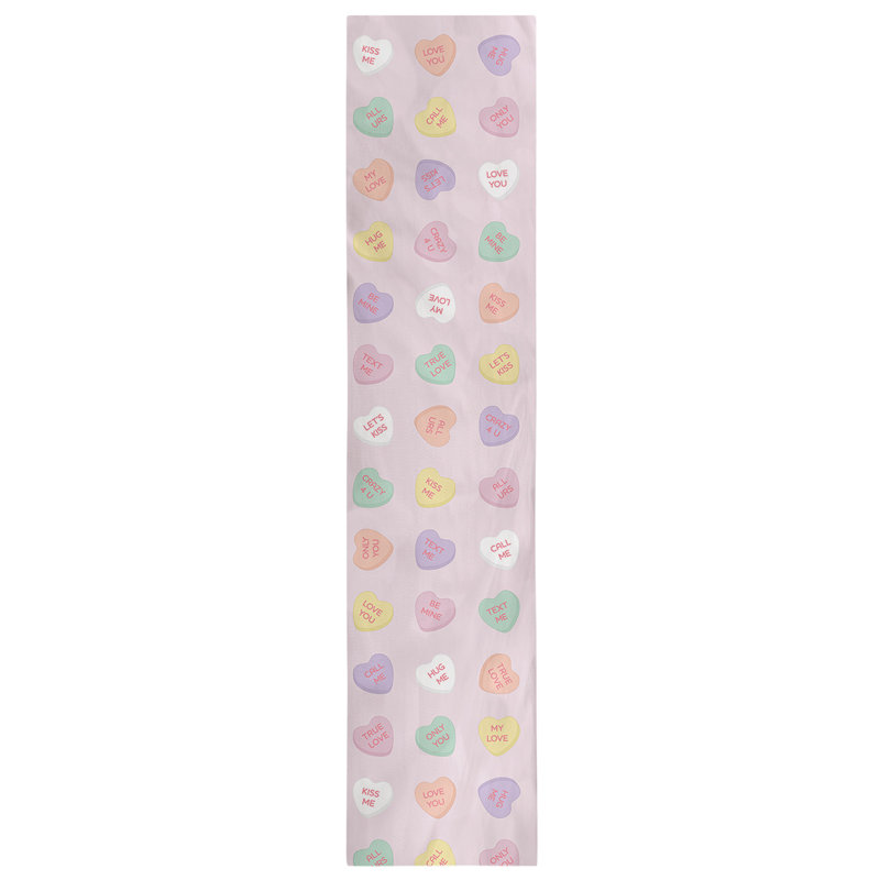 Chemin de table dame de cœur fête hol, L 90 po x l 16 po, Polyester, Mauve / jaune / rouge