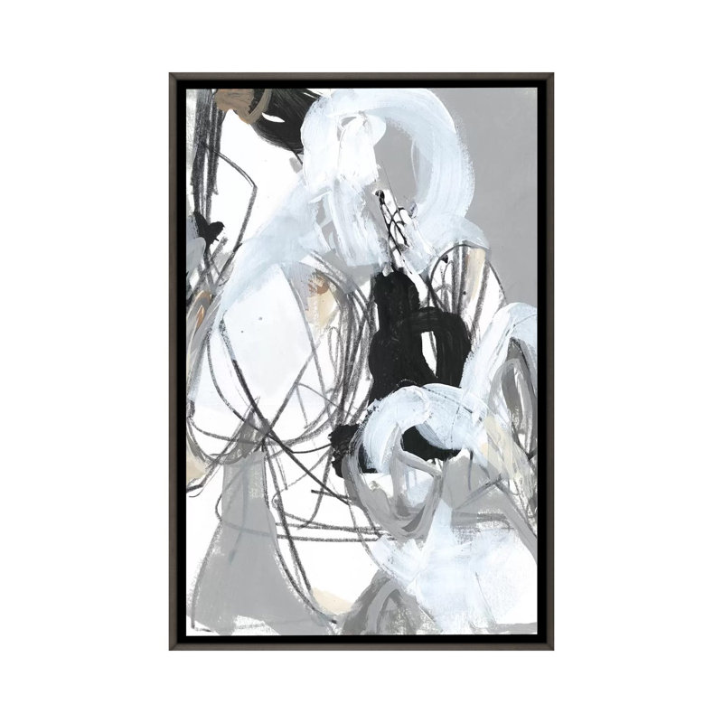 Reproduction d’art, "emmêlé threads III" par June Erica, H 40 po x l 26 po x P 1,5 po, Toile encadrée de bois rustique foncé