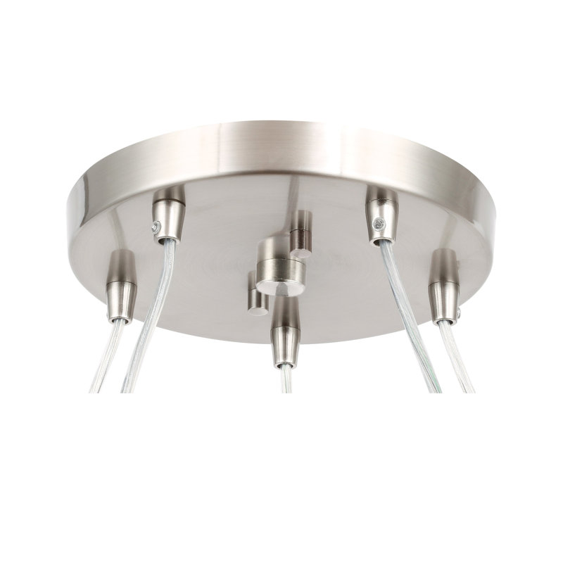 Luminaire suspendu cylindre grappe 5 lumières Herr, Nickel inoxydable