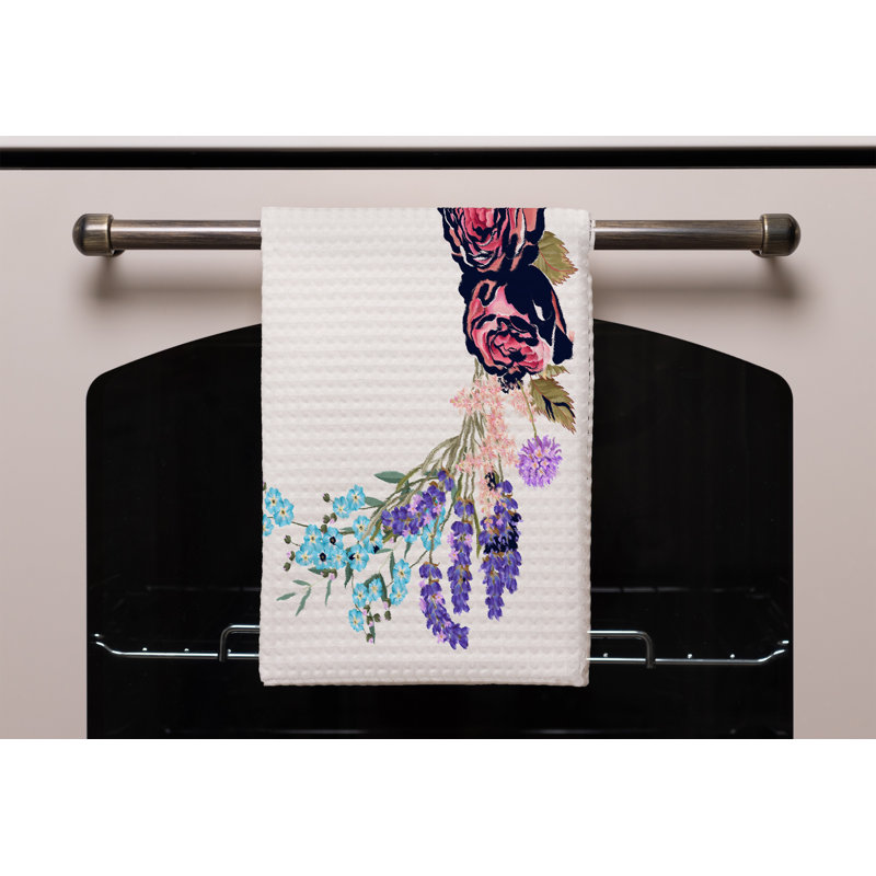 Cotton Floral Waffle Kitchen Towel