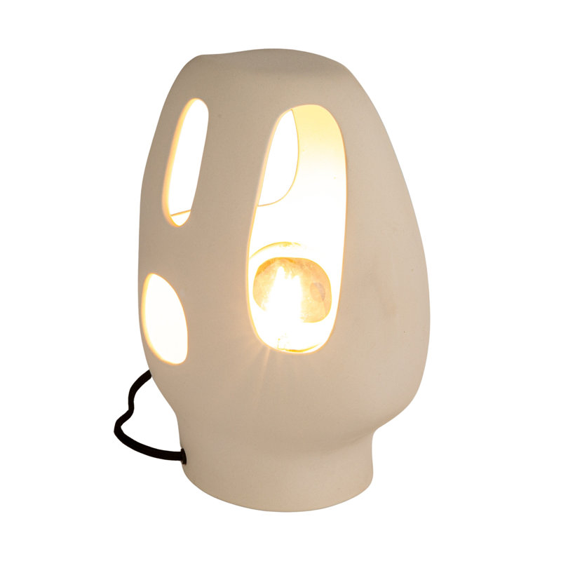 Ceramic Table Lamp with Cut-Outs, Volcano Finish, White
