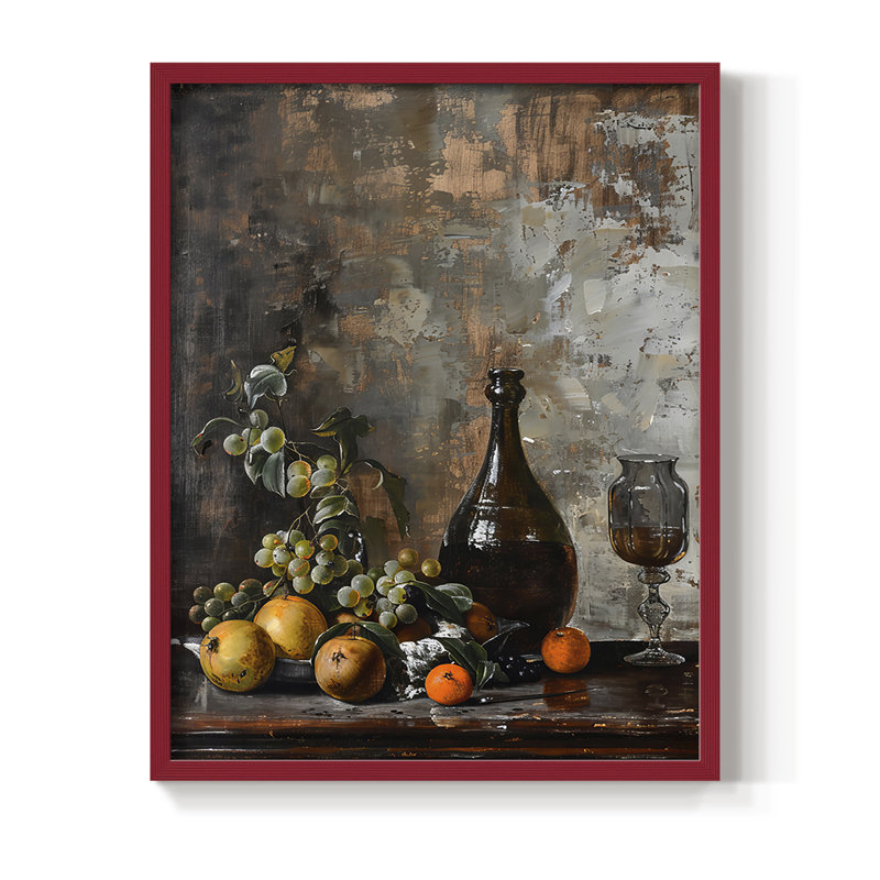 Reproduction encadrée FLORAL Series DCC XXXIV - bois massif, H 11 po x l 9 po, Rouge