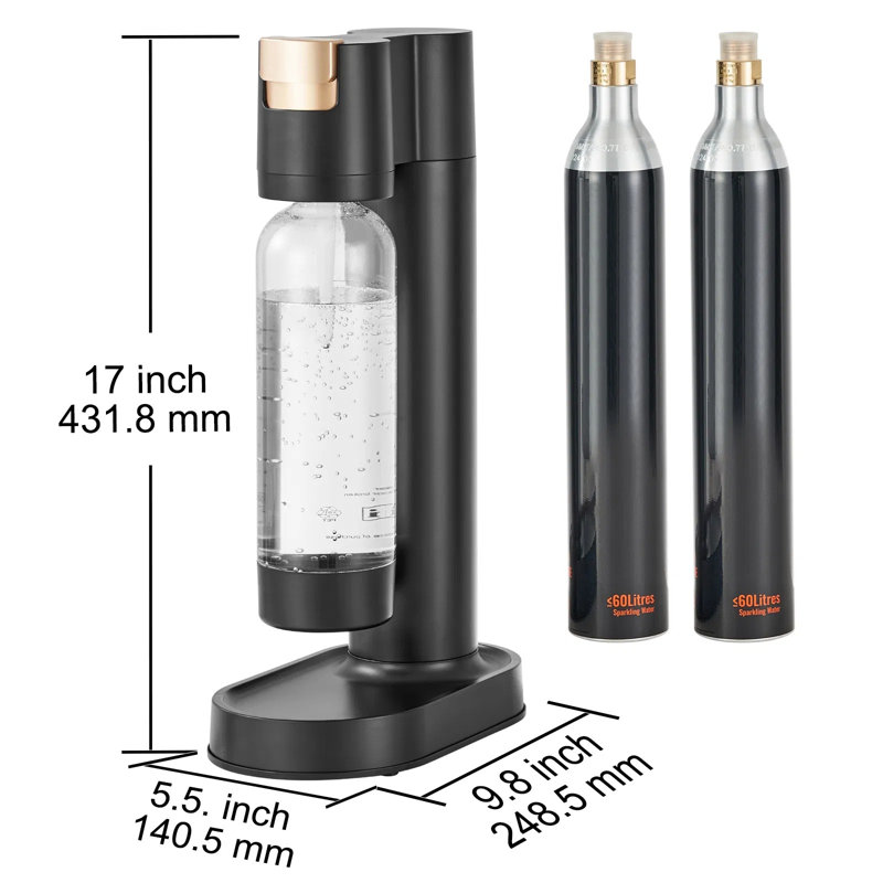 Machine à eau pétillante - 1 litre - l 5,5 po x P 9,8 po x H 17 po - 1 pièce - 1 litre grande capacité pour un usage familial et commercial