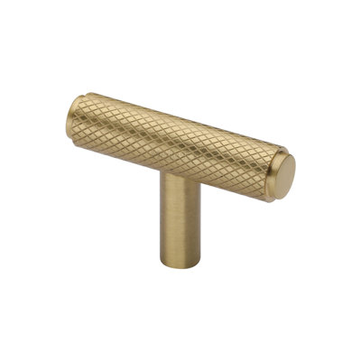 Heritage Brass Cabinet Knob Knurled T-Bar Design 45mm