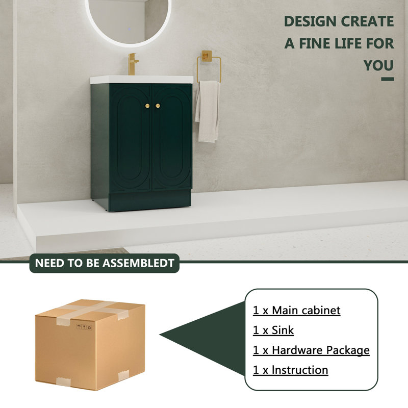 Meuble-lavabo autoportant avec lavabo en résine