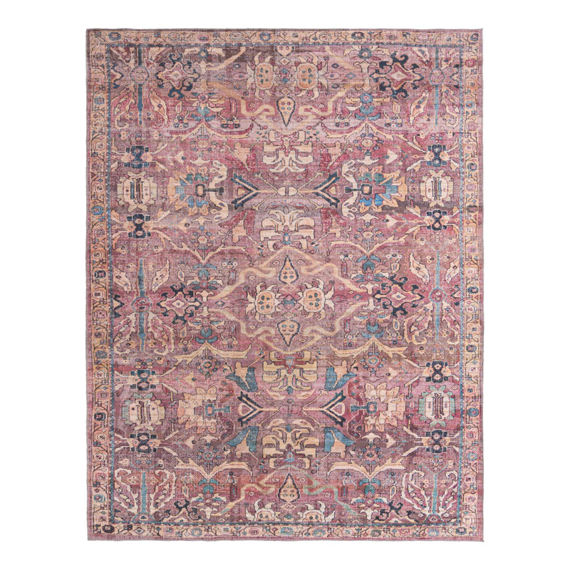 Tapis rose tissé à la machine Gwaltney, Rectangle 9 pi 2 po x 12 pi