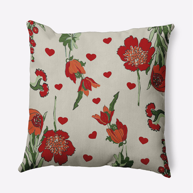 Floral Outdoor Reversible Throw Pillow, 18" H x 18" W, Square