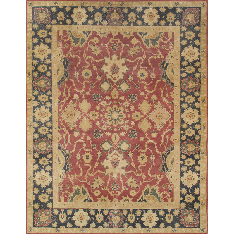 Tapis oriental en laine noué à la main rouge / beige / noir Melody