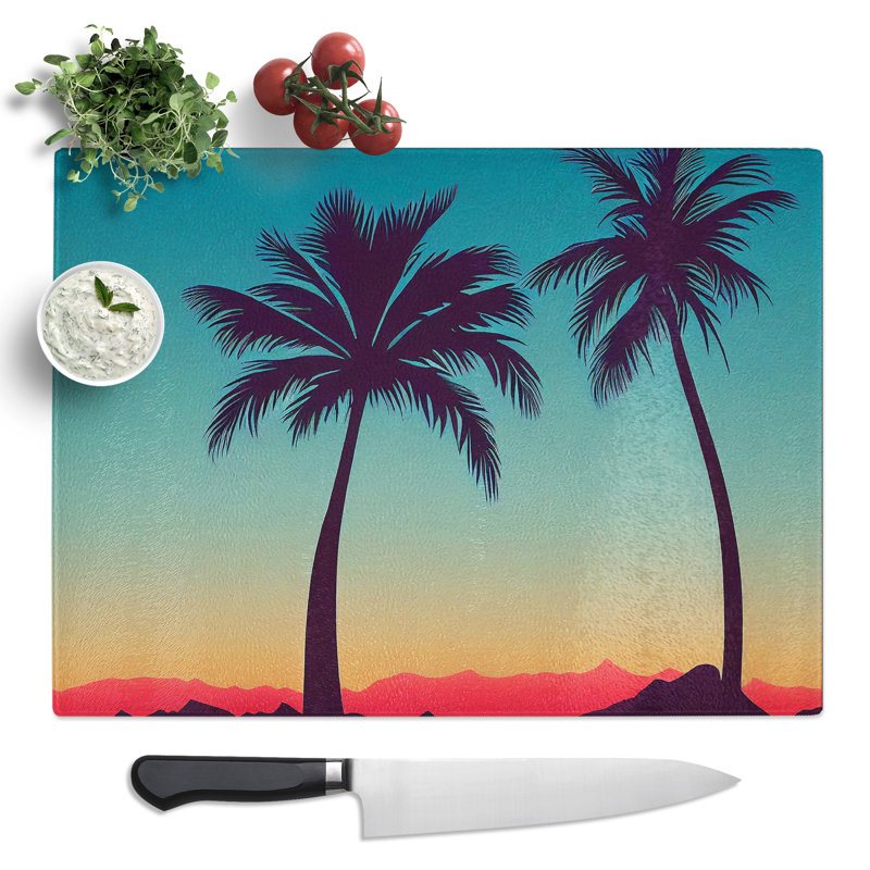 Cool Palm Trees  Glass Chopping Board