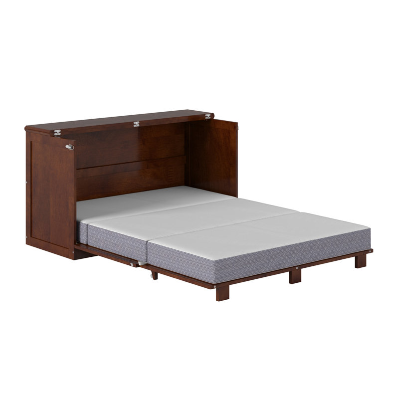 Coffre-lit escamotable en bois avec matelas de 6 po Westfield, Lit double, Noyer