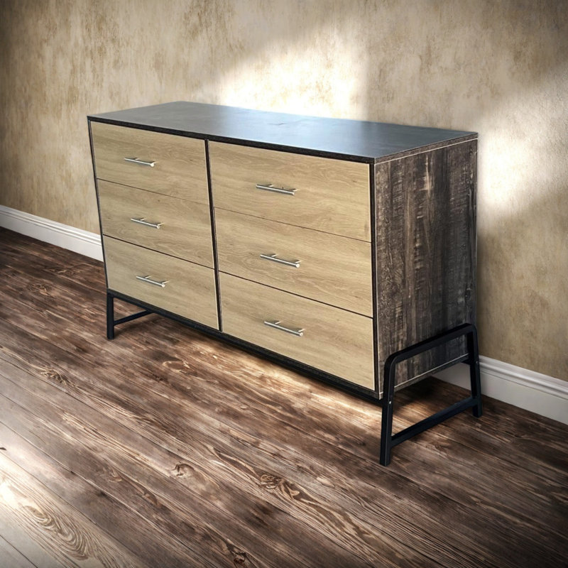 Plate Type 6 Drawer Cabinet For Bedroom, Brown/Wood