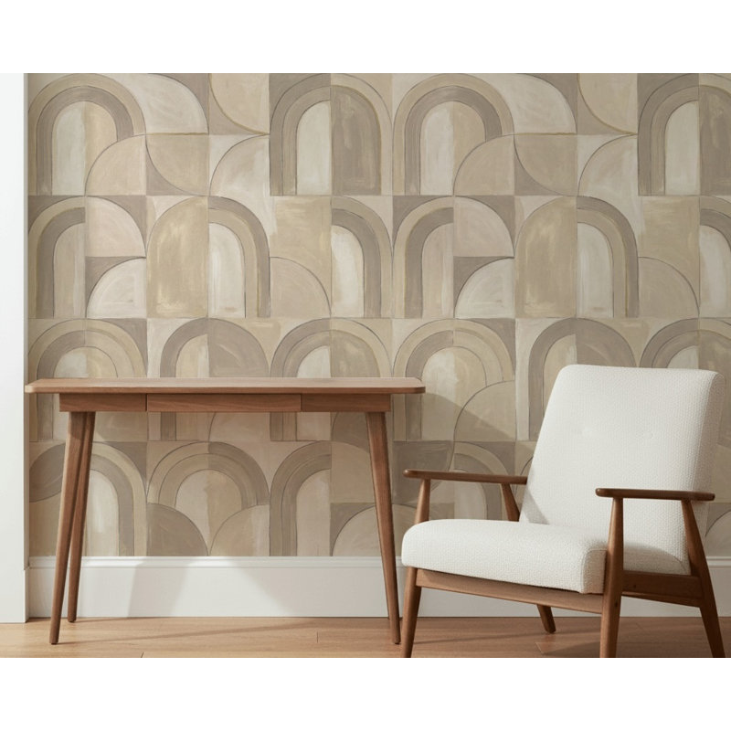 Décoration géométrique abstraite amovible à motif géométrique de papier peint à motif d'arches géométriques, 140 po x 108 po