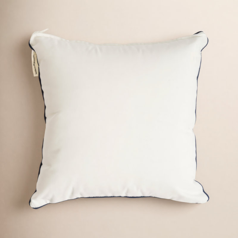 Rivie Square Indoor/Outdoor Pillow Cover & Insert, 26"H x 26"W, White